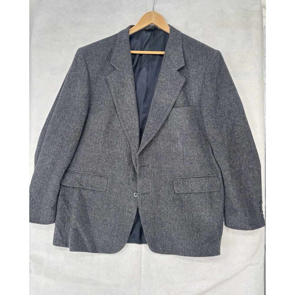 Vtg Trotters Club Herringbone Jacket Blazer Mens 46R Wool Tweed Sport Coat